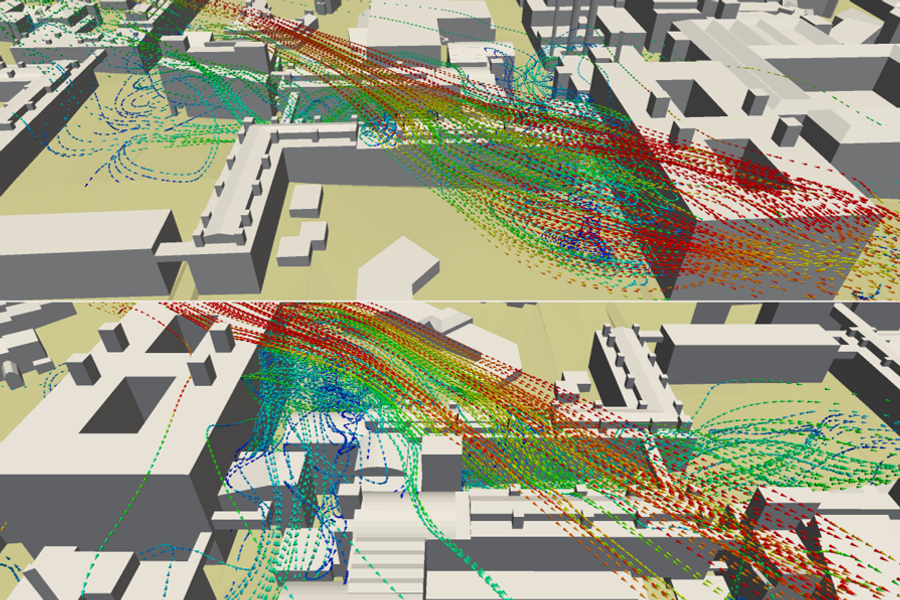 3D Model Utilised for Numerical Modelling with Wind Flow Streamlines Visualisation