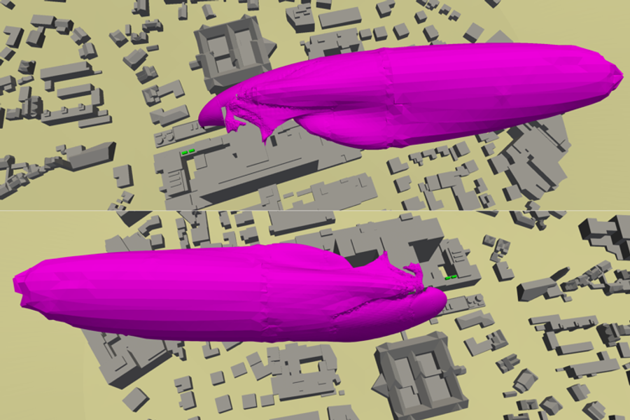 3D Model Utilised for the Numerical Modelling with Iso-Volume of the Pollution Plume